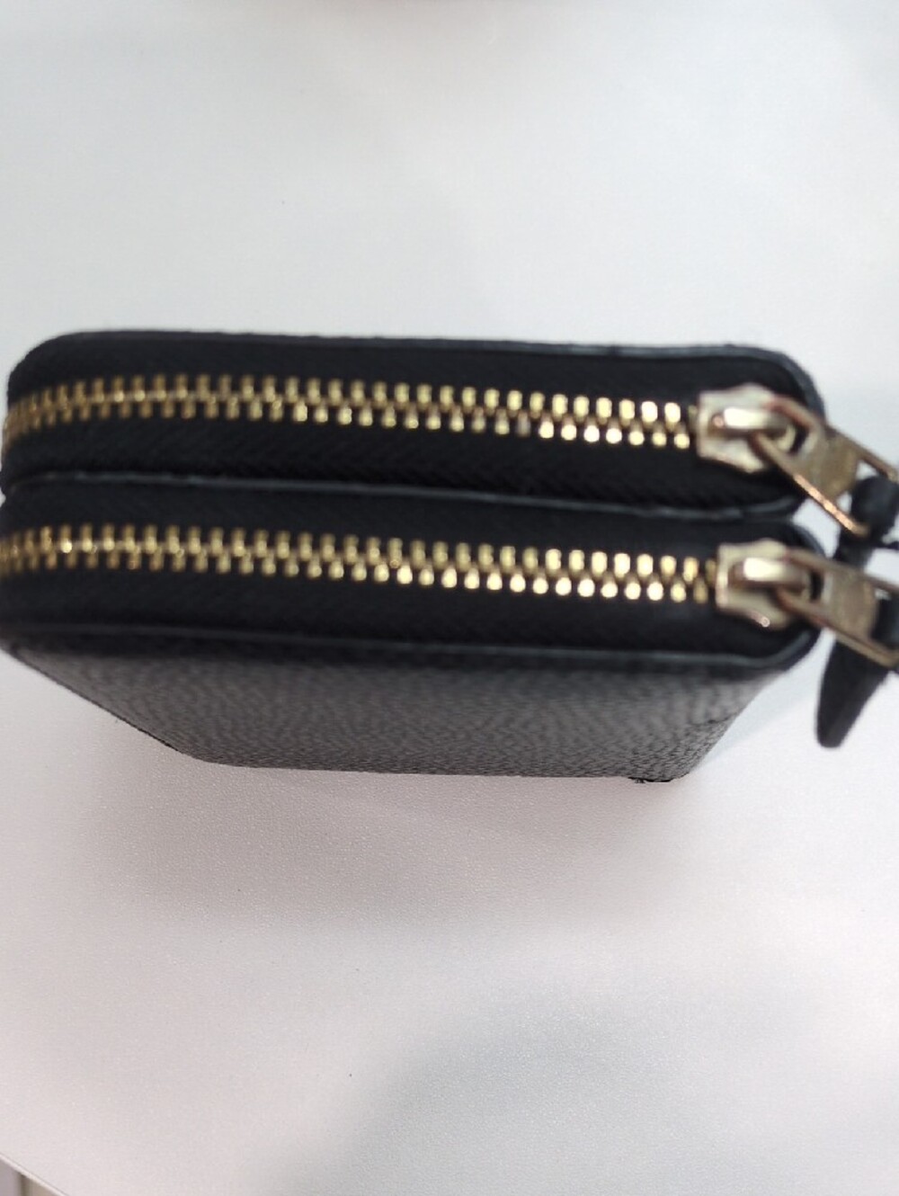 Coach Black Pebbled Leather Zip Around Wallet with Gold Logo - Picture 4 of 12